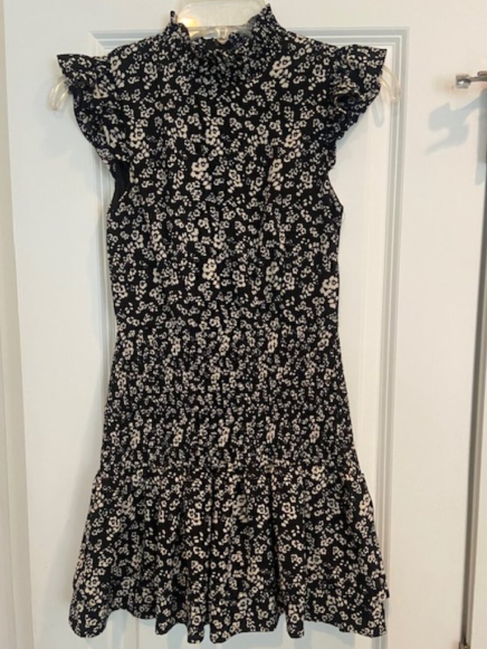 Miss Behave Girls Flutter Sleeve Floral Black and White Dress size 14